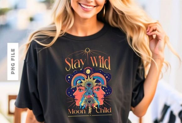 Stay Wild Moon Child T-shirt Design: A Creative Asset