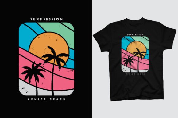 T SHIRT DESIGN - SURFING VENICE BEACH: Creative Assets for Modern Apparel